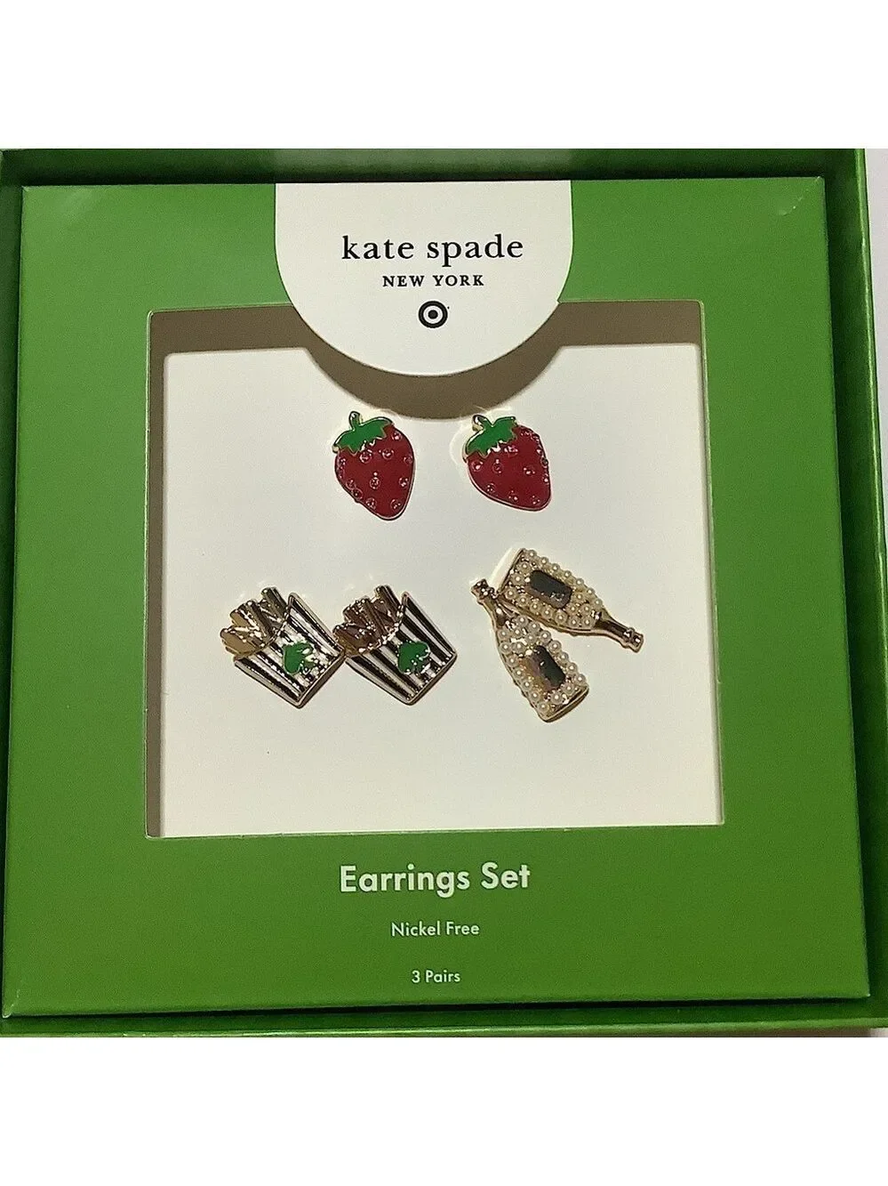 Kate Spade x Target 3 Pack Mixed Novelty Stud Earrings New